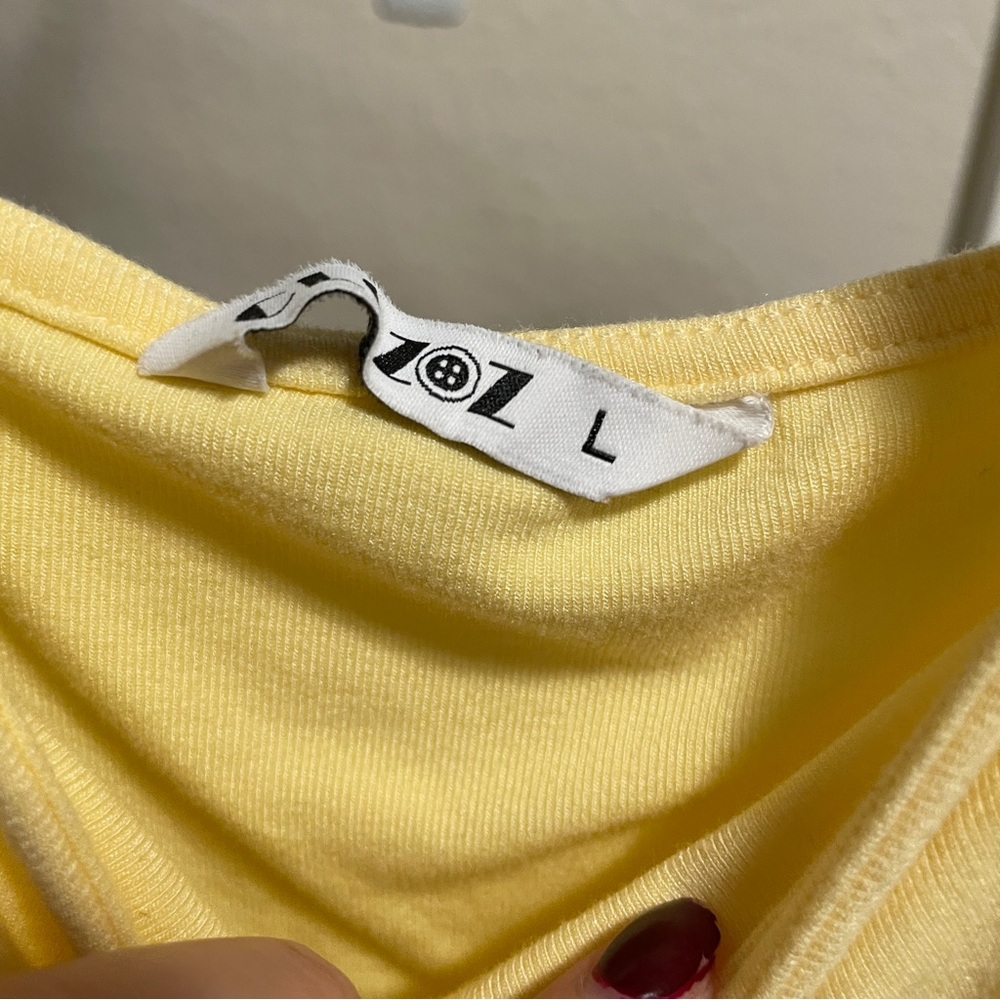 Butter Yellow Ruffled Strap Women’s Top - Picture 2 of 2